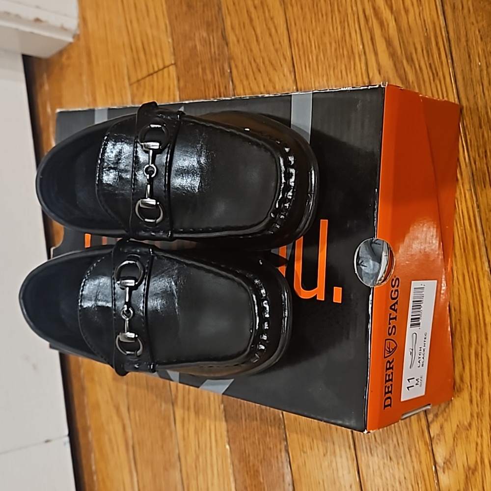 Deer Stags Boys LATCH Black Dress Shoes Size 11 NEW IN BOX